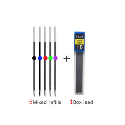 6-ühes mitmevärviline rull-pliiatsiga pliiatsiga 5 värvi pastapliiats ja 1 pliiatsisüdamikuga loominguline multifunktsionaalne märgistuspliiats