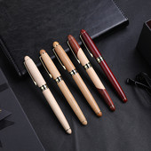 Luksusa retro bambusa sandalkoka lodīšu pildspalva Rotary Type Office Business Signature Pen School Dāvanas Kancelejas piederumi Rakstīšanas piederumi