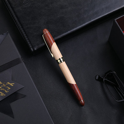 Luksusa retro bambusa sandalkoka lodīšu pildspalva Rotary Type Office Business Signature Pen School Dāvanas Kancelejas piederumi Rakstīšanas piederumi