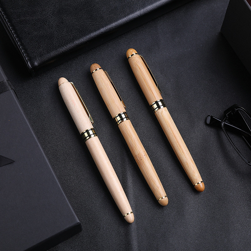 Luksusa retro bambusa sandalkoka lodīšu pildspalva Rotary Type Office Business Signature Pen School Dāvanas Kancelejas piederumi Rakstīšanas piederumi