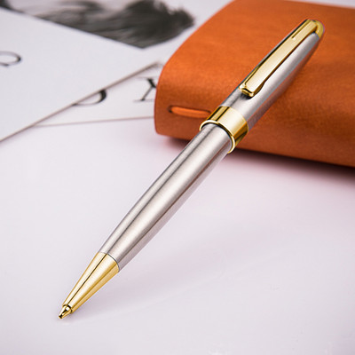 Luksusa metāla rullīšu pildspalva 1,0 mm melnas tintes tērauda zelta biznesa paraksta pildspalvas skolas biroja rakstīšanas piederumiem
