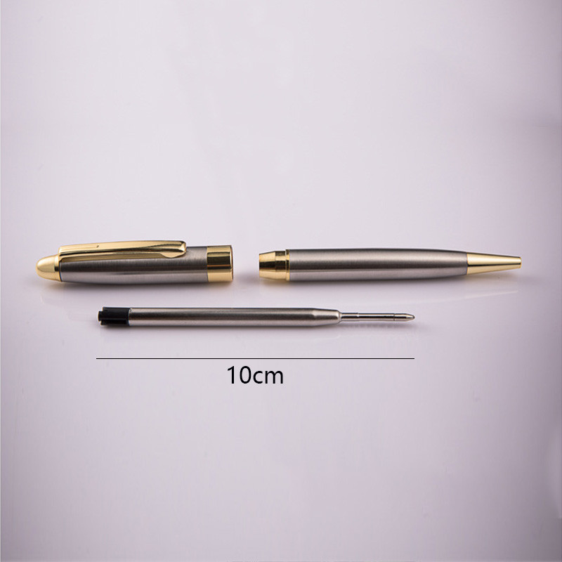 Luksusa metāla rullīšu pildspalva 1,0 mm melnas tintes tērauda zelta biznesa paraksta pildspalvas skolas biroja rakstīšanas piederumiem