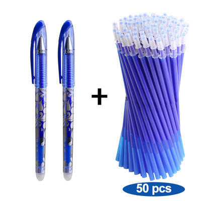 50 vnt./pak. Korėjos ištrinamo gelio rašiklio rašalo, juodos mėlynos blykstės kasetės mokyklinės biuro reikmenys, stacionarios raštinės reikmenys