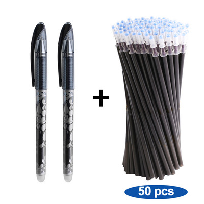 50 vnt./pak. Korėjos ištrinamo gelio rašiklio rašalo, juodos mėlynos blykstės kasetės mokyklinės biuro reikmenys, stacionarios raštinės reikmenys