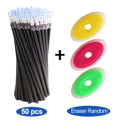 50 vnt./pak. Korėjos ištrinamo gelio rašiklio rašalo, juodos mėlynos blykstės kasetės mokyklinės biuro reikmenys, stacionarios raštinės reikmenys