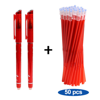 50 vnt./pak. Korėjos ištrinamo gelio rašiklio rašalo, juodos mėlynos blykstės kasetės mokyklinės biuro reikmenys, stacionarios raštinės reikmenys