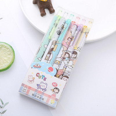 6Pcs/Set Kawaii Animal Dinosaur Press Gel olovka Slatka božićna anime olovka za djevojku Povratak u školu i ured. Pribor za pisanje.