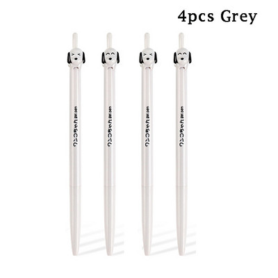 4 bucăți/set câine alb negru 0,5 mm pixuri cu gel de desene animate cu cerneală neagră tip presă stilou de scris Papetarie de birou Cadouri școlare Rechizite Kawaii