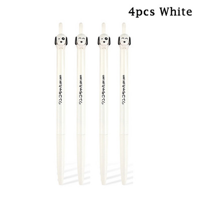 4 bucăți/set câine alb negru 0,5 mm pixuri cu gel de desene animate cu cerneală neagră tip presă stilou de scris Papetarie de birou Cadouri școlare Rechizite Kawaii