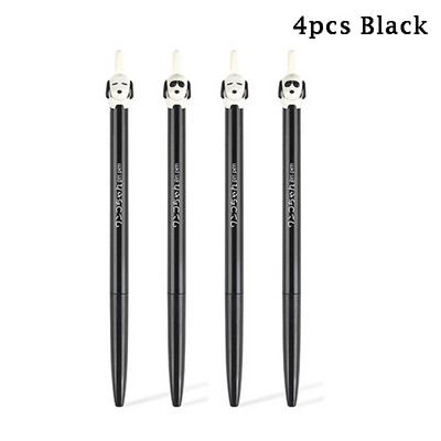 4 bucăți/set câine alb negru 0,5 mm pixuri cu gel de desene animate cu cerneală neagră tip presă stilou de scris Papetarie de birou Cadouri școlare Rechizite Kawaii