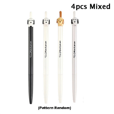 4 bucăți/set câine alb negru 0,5 mm pixuri cu gel de desene animate cu cerneală neagră tip presă stilou de scris Papetarie de birou Cadouri școlare Rechizite Kawaii