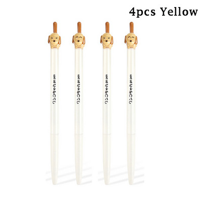 4 bucăți/set câine alb negru 0,5 mm pixuri cu gel de desene animate cu cerneală neagră tip presă stilou de scris Papetarie de birou Cadouri școlare Rechizite Kawaii