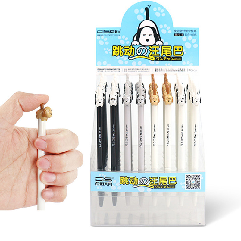 4 bucăți/set câine alb negru 0,5 mm pixuri cu gel de desene animate cu cerneală neagră tip presă stilou de scris Papetarie de birou Cadouri școlare Rechizite Kawaii