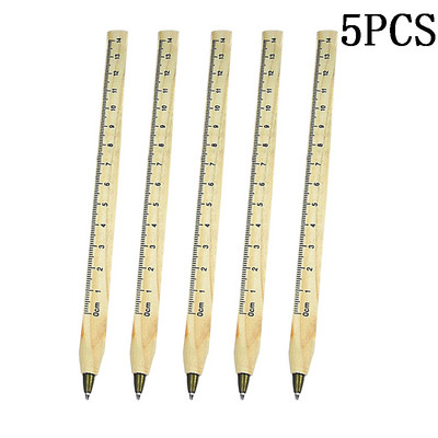 5 kom Drvene 0,7 mm crne višenamjenske kemijske olovke Kreativno ravnalo Alat Olovke Školski uredski pribor za pisanje Korejski pribor
