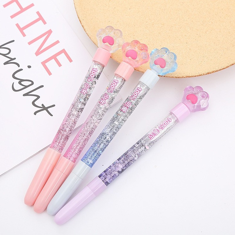„Kawaii Cat Claw Gel Pen“ kūrybinės raštinės reikmenys „Quicksand Pen“ studentų parašo rašikliai vaikams, mergaitėms, dovana