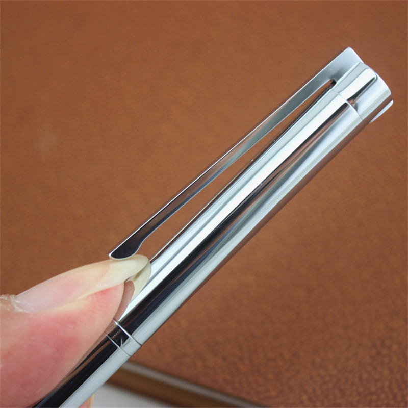 Κομψό Jinhao 126 Silver Clio Μαύρο Περιστρεφόμενο στυλό Ομαλό μαύρο μελάνι Πλήρες μεταλλικό στυλό για γράψιμο σχολικών ειδών