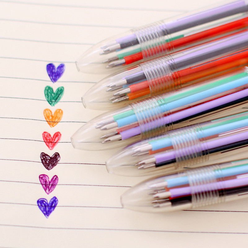 Daudzkrāsu lodīšu pildspalva Kancelejas prese 6 krāsu eļļas pildspalva biroja skolas skolēniem Lodīšu pildspalva Biroja piederumu pildspalvas Dāvana