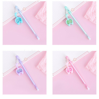 4 gabalu Lytwtw rakstāmpiederumi Kawaii gēla pildspalva skolas biroja piederumi, jauni radoši kaķa astes mirdzumi atpūtai, jauka gēla pildspalva