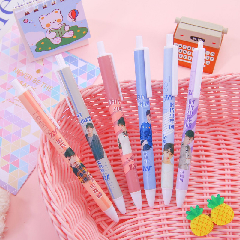 6PC/SET TNT Song Yaxuan Liu Yaowen He Junling Yan Haoxiang Ma Jiaqi Ding Chengxin Zhang Zhenyuan Press Gel Water Signature Pen