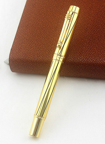 1kom luksuzne zlatne glatke roler olovke s crnim punjenjem od 0,5 mm visokokvalitetne metalne tintne olovke za studentski uredski pribor