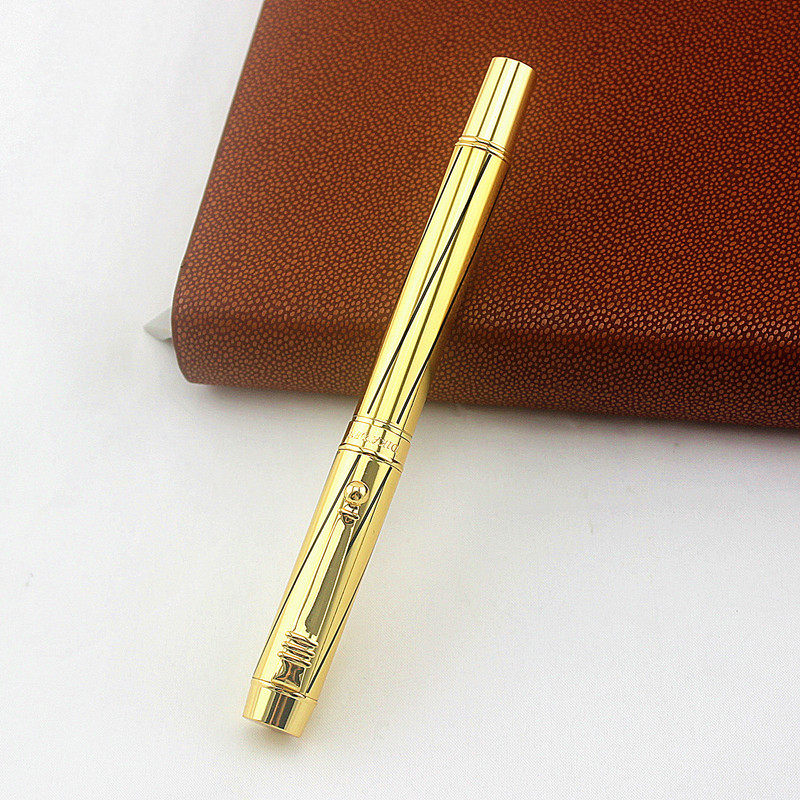 1kom luksuzne zlatne glatke roler olovke s crnim punjenjem od 0,5 mm visokokvalitetne metalne tintne olovke za studentski uredski pribor