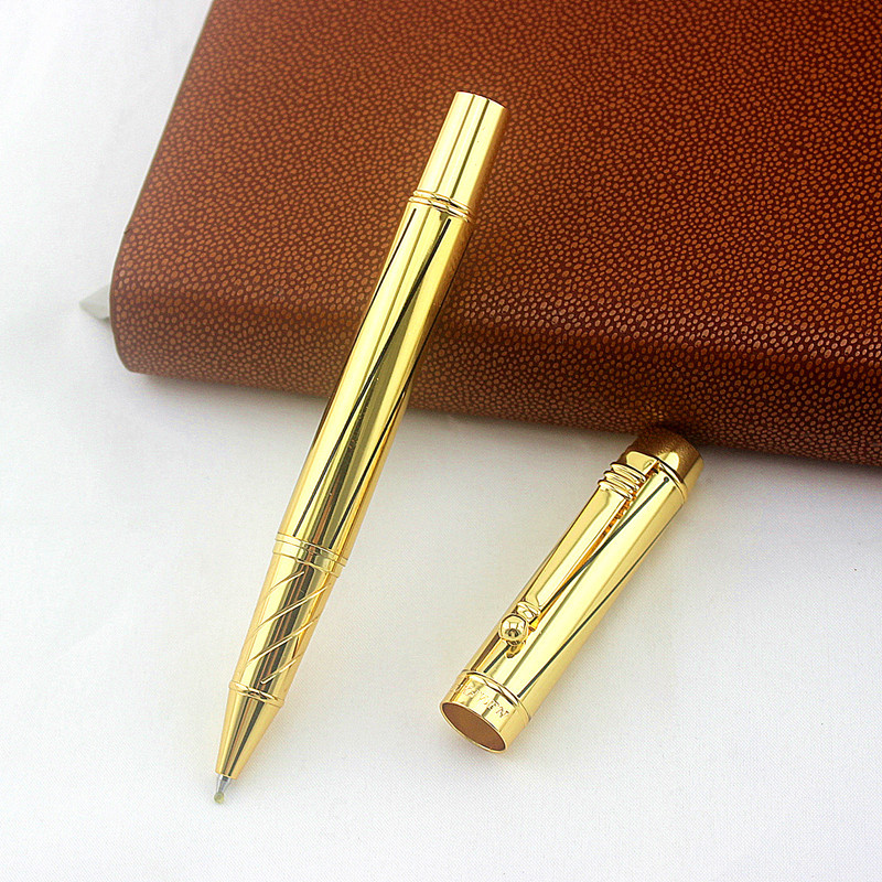 1kom luksuzne zlatne glatke roler olovke s crnim punjenjem od 0,5 mm visokokvalitetne metalne tintne olovke za studentski uredski pribor