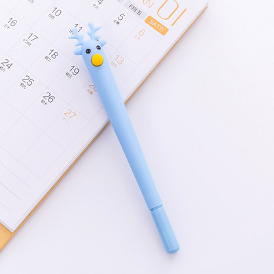 Kreatívne gélové pero s jeleňom, roztomilé vzdelávacie papiernictvo, kreslené silikónové pero s hlavou, veľkoobchod s kawaii papiernictvom