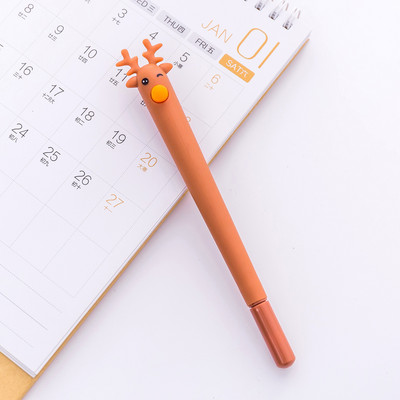 Kreatívne gélové pero s jeleňom, roztomilé vzdelávacie papiernictvo, kreslené silikónové pero s hlavou, veľkoobchod s kawaii papiernictvom