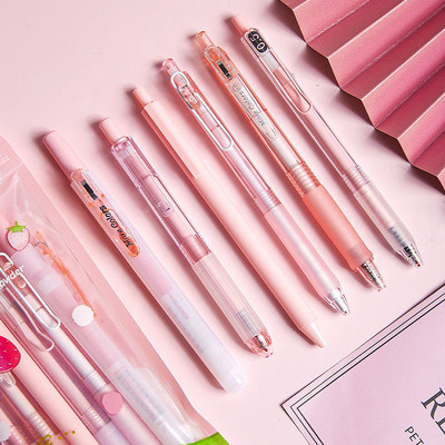 6Pcs Kawaii Gel Pen Color Highlighter Set Детски ученически химикалки за писане Ins Корейски японски Kawaii Училищни канцеларски материали