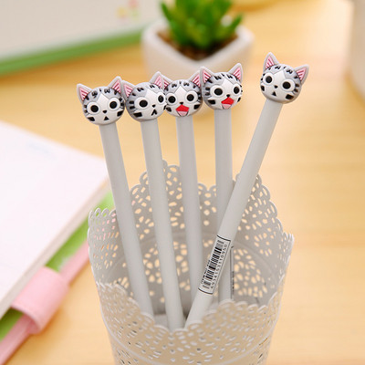4X Cute Kawaii Expression Cat Gel Pen Rašymo raštinės reikmenys Mokyklos biuro reikmenys 0,5 mm Juodas pildomas Rollerball Pen neutralus rašiklis