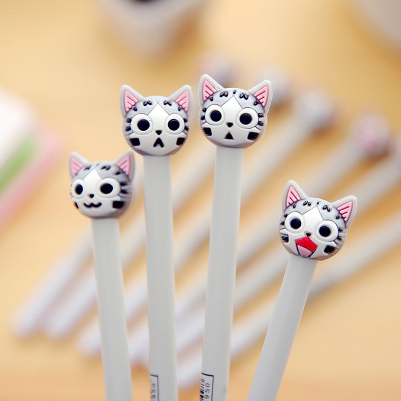 4x armas Kawaii Expression kassi geelpliiats, kirjatarbed, koolitarbed, 0,5 mm must täidisega rullpliiats, neutraalne pliiats