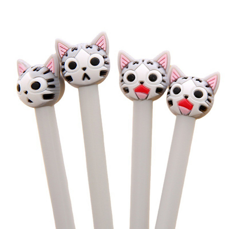 4x armas Kawaii Expression kassi geelpliiats, kirjatarbed, koolitarbed, 0,5 mm must täidisega rullpliiats, neutraalne pliiats