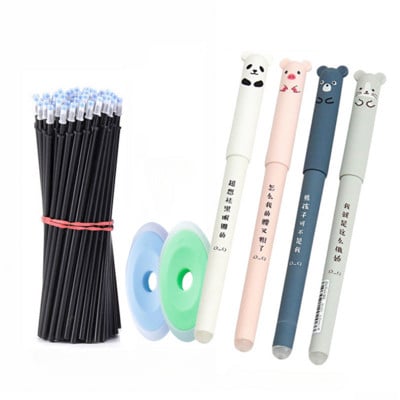 Set de pixuri cu gel de 0,35 mm, stilou șters Kawaii pentru scris Animale din desene animate cu radieră Accesorii pentru școală de birou Rechizite Papetarie 26 buc