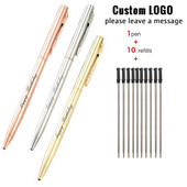 11 τμχ/σετ Προσαρμοσμένο πολυτελές μεταλλικό στυλό με μπίλια Χρυσό Ασημί ουδέτερο στυλό Επαγγελματικά διαφημιστικά στυλό Σχολικά είδη γραφείου Δώρα