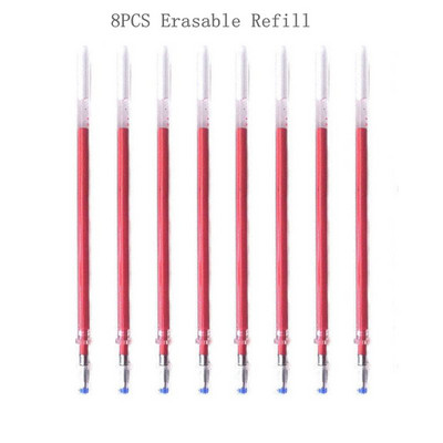 Pix cu gel ștergabil 8 culori Pix ștergător Set de tije de reumplere Stiluri Curcubeu Mâner lavabil Desen creativ Pixuri de papetărie pentru școală