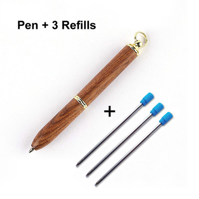 Mini metalinis rašiklis su raktų pakabuku Nešiojamas medinis tušinukas