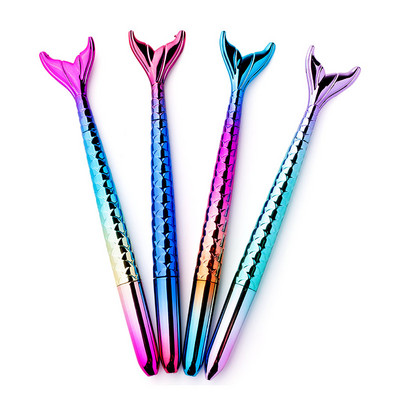 4 buc. Pix Kawaii Sirenă 1,0 mm Pix cu bile cu cerneală albastră Bullet Point Papetărie de birou și școală Pixuri drăguțe pentru semnătură Cadou