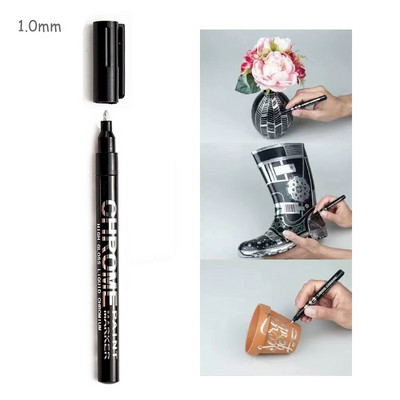 „Haile Mirror Pen“ skysti atspindintys dažai metalo chromo plokštelė sidabrinis žymeklis „pasidaryk pats“ skystas parašo modelis Blizgantis galvanizavimas