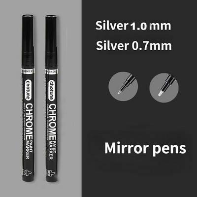 „Haile Mirror Pen“ skysti atspindintys dažai metalo chromo plokštelė sidabrinis žymeklis „pasidaryk pats“ skystas parašo modelis Blizgantis galvanizavimas