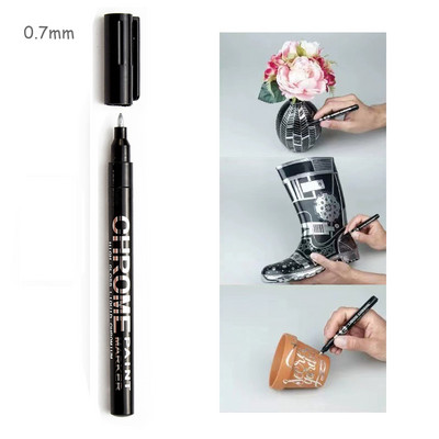 „Haile Mirror Pen“ skysti atspindintys dažai metalo chromo plokštelė sidabrinis žymeklis „pasidaryk pats“ skystas parašo modelis Blizgantis galvanizavimas