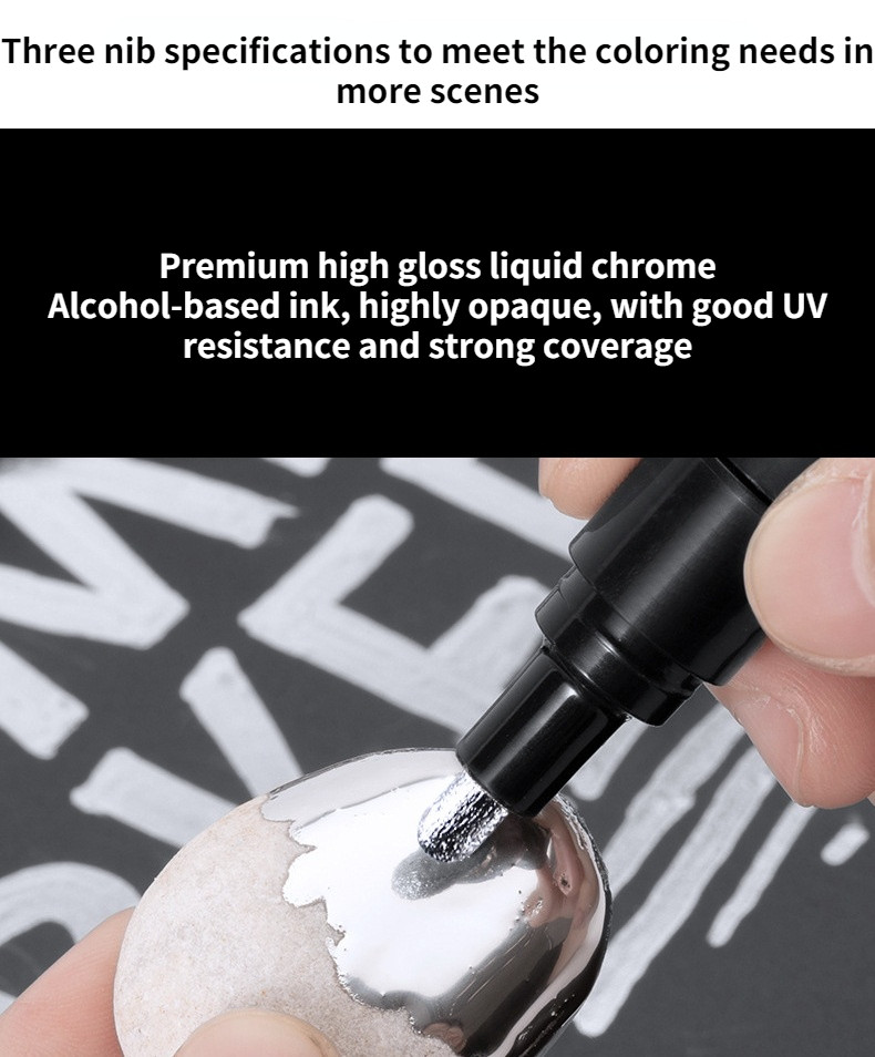 DIY Reflective Art Marker Paint Pen Silver Liquid Chrome Alcohol