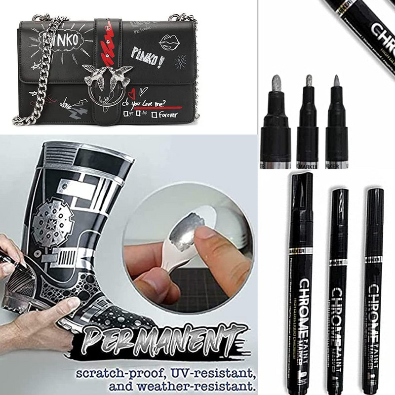 „Haile Mirror Pen“ skysti atspindintys dažai metalo chromo plokštelė sidabrinis žymeklis „pasidaryk pats“ skystas parašo modelis Blizgantis galvanizavimas