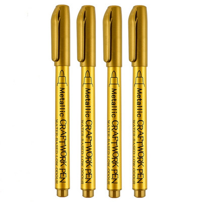 4–8 vnt. „Pasidaryk pats“ metaliniai vandeniui atsparūs nuolatiniai dažų žymekliai balto aukso sidabro teptukas, rankdarbiai, dervos formos rašiklis, tapybos reikmenys