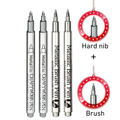 4–8 vnt. „Pasidaryk pats“ metaliniai vandeniui atsparūs nuolatiniai dažų žymekliai balto aukso sidabro teptukas, rankdarbiai, dervos formos rašiklis, tapybos reikmenys