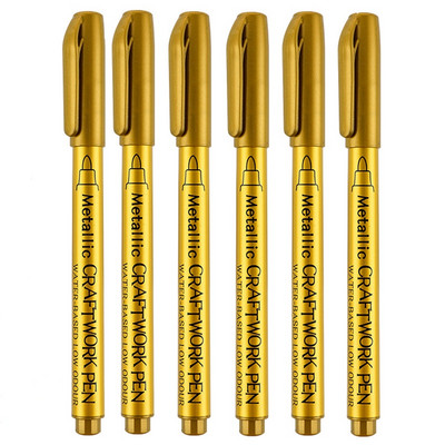 4–8 vnt. „Pasidaryk pats“ metaliniai vandeniui atsparūs nuolatiniai dažų žymekliai balto aukso sidabro teptukas, rankdarbiai, dervos formos rašiklis, tapybos reikmenys