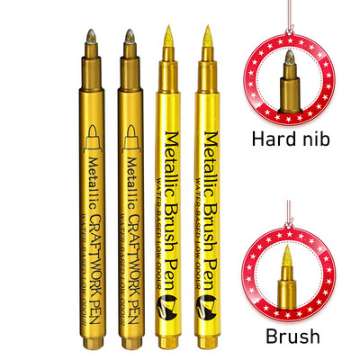 4–8 vnt. „Pasidaryk pats“ metaliniai vandeniui atsparūs nuolatiniai dažų žymekliai balto aukso sidabro teptukas, rankdarbiai, dervos formos rašiklis, tapybos reikmenys