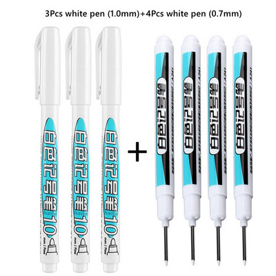 4–8 vnt. „Pasidaryk pats“ metaliniai vandeniui atsparūs nuolatiniai dažų žymekliai balto aukso sidabro teptukas, rankdarbiai, dervos formos rašiklis, tapybos reikmenys