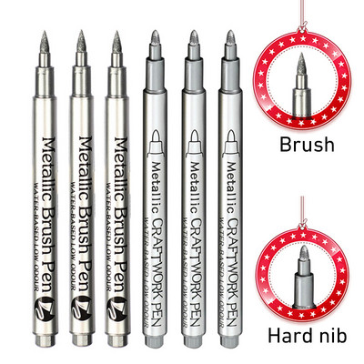 4–8 vnt. „Pasidaryk pats“ metaliniai vandeniui atsparūs nuolatiniai dažų žymekliai balto aukso sidabro teptukas, rankdarbiai, dervos formos rašiklis, tapybos reikmenys