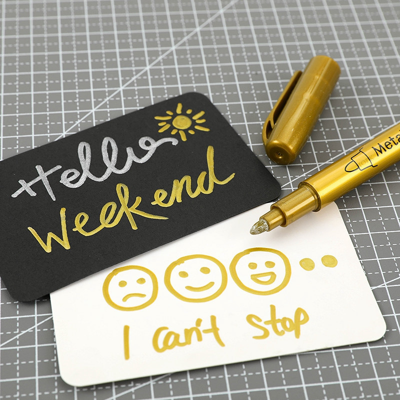 4–8 vnt. „Pasidaryk pats“ metaliniai vandeniui atsparūs nuolatiniai dažų žymekliai balto aukso sidabro teptukas, rankdarbiai, dervos formos rašiklis, tapybos reikmenys