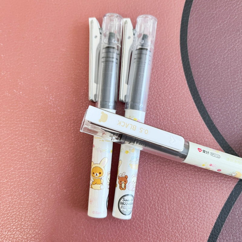 6kom AIHAO RP3122 Rilakkuma mini ravna tekuća olovka 0,5 mm s punom iglom, neutralna olovka s crnom tintom Školski uredski pribor